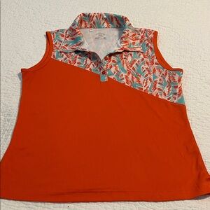 Orange and Patterned Women's Quick Dry Golf Top